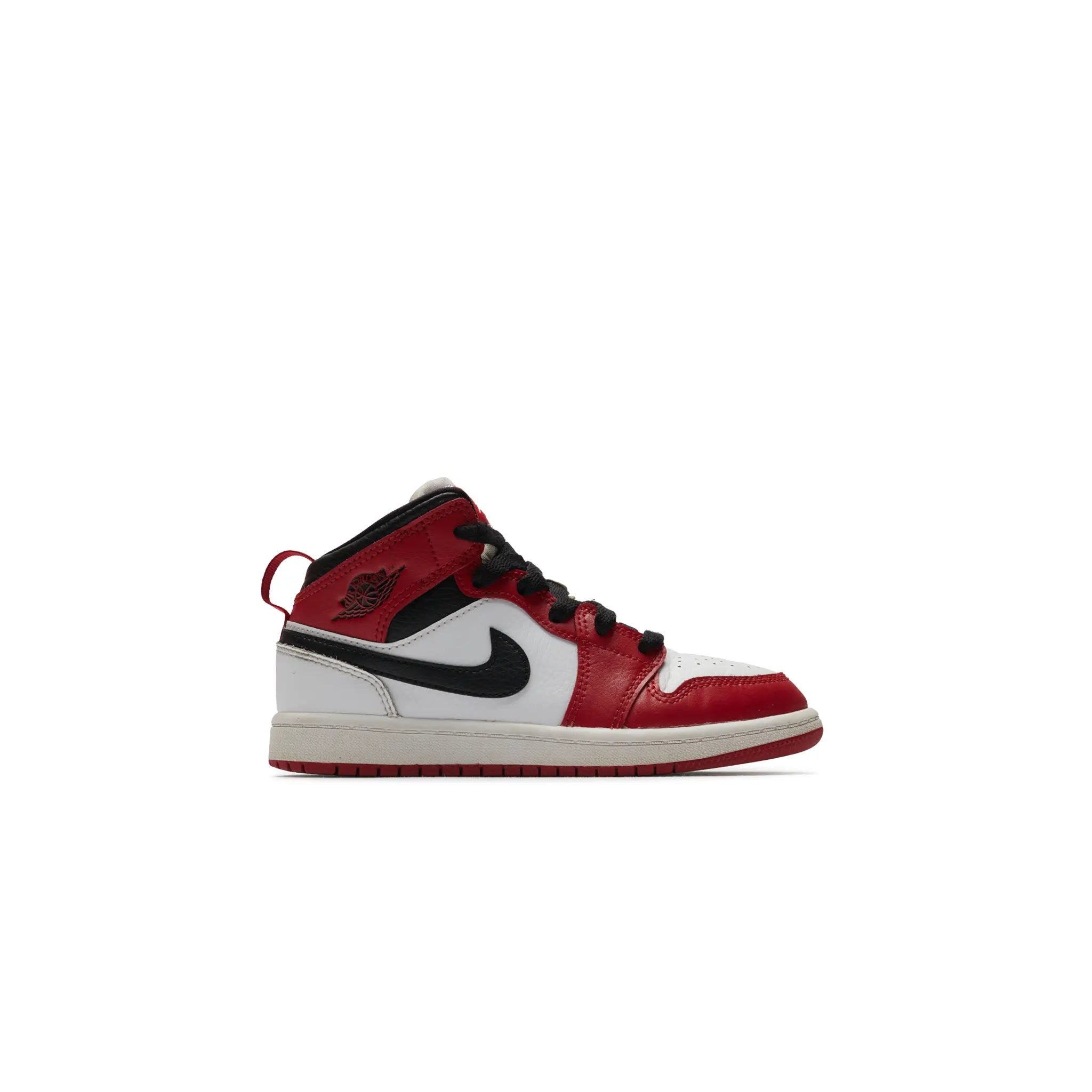 Side View of Preloved - Air Jordan 1 Mid Chicago White Heel (PS) 640734-173